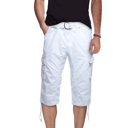 X Ray Mens Belted Capri Cargo Shorts White 38