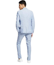 Bar Iii Mens Slim fit Suit Jacket Blazer 40 R Light Blue Solid Linen