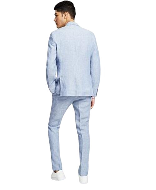 Bar Iii Mens Slim fit Suit Jacket Blazer 40 R Light Blue Solid Linen