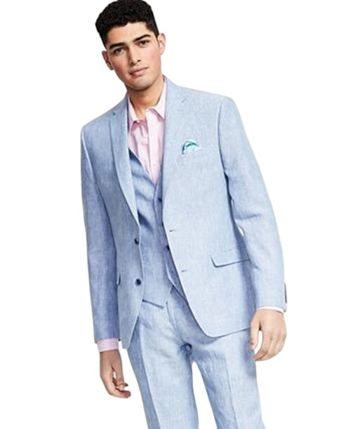 Bar Iii Mens Slim fit Suit Jacket Blazer 40 R Light Blue Solid Linen