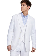 Tommy Hilfiger Mens Modern fit Suit Jacket Blazer 38 S White Plaid Stretch Linen