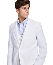 Tommy Hilfiger Mens Modern fit Suit Jacket Blazer 38 S White Plaid Stretch Linen