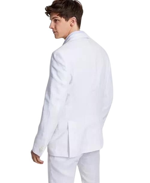 Tommy Hilfiger Mens Modern fit Suit Jacket Blazer 38 S White Plaid Stretch Linen