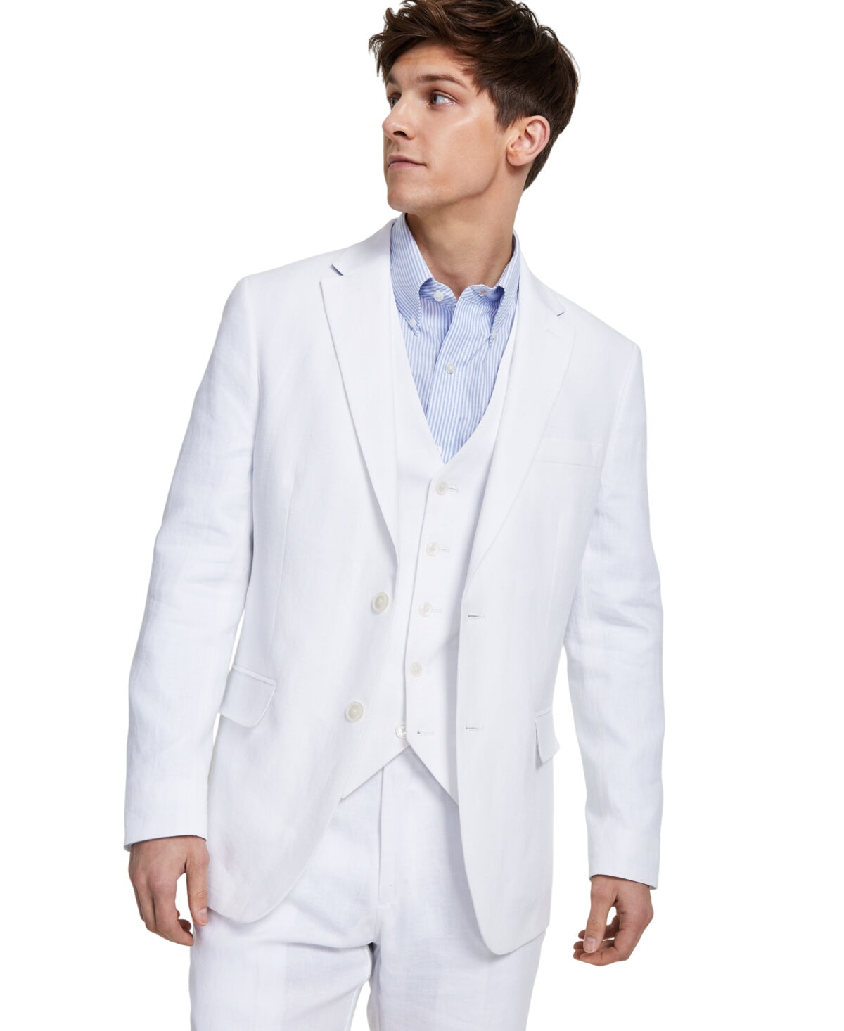 Tommy Hilfiger Mens Modern fit Suit Jacket Blazer 44 L White Plaid Stretch