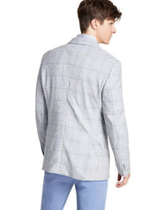 Tommy Hilfiger Mens Modern fit Sport Coat Blazer 36 S Light Grey Plaid Stretch
