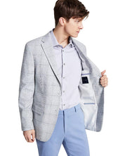 Tommy Hilfiger Mens Modern fit Sport Coat Blazer 36 S Light Grey Plaid Stretch