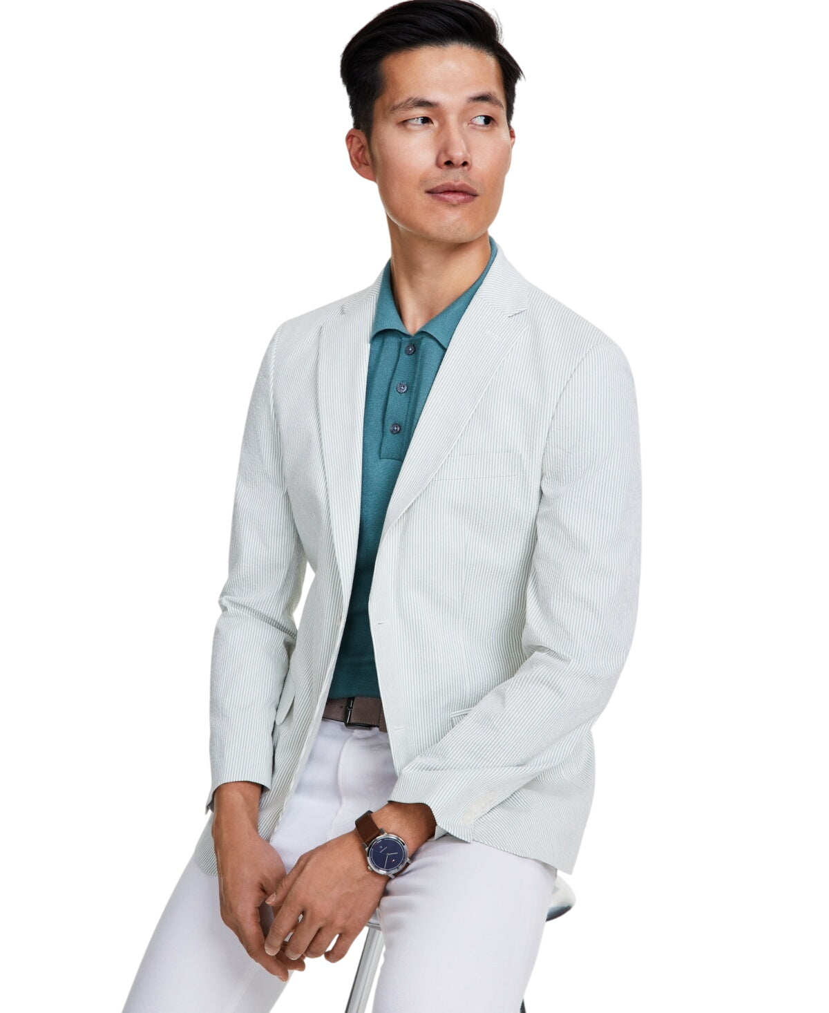 Tommy Hilfiger Mens Modern fit Sport Coat Blazer 38 S Pastel Green Striped