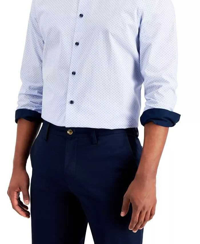 CLUB ROOM Men's Dot Stripe Dress Shirt XL Blue