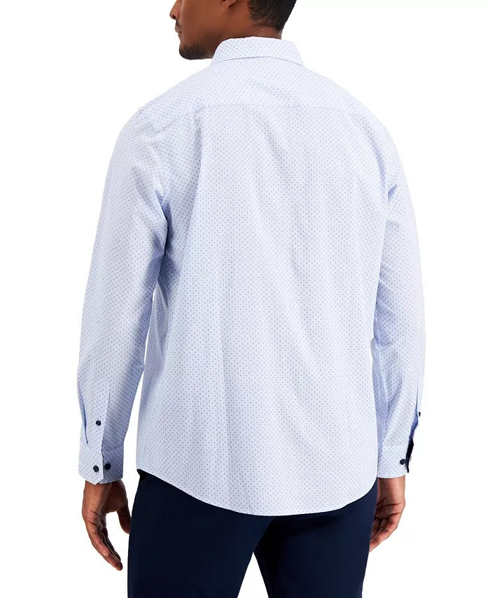 CLUB ROOM Men's Dot Stripe Dress Shirt XXL 2XL Blue
