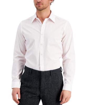 Club Room Men's Slim Fit Pink Stripe Dress Shirt Large