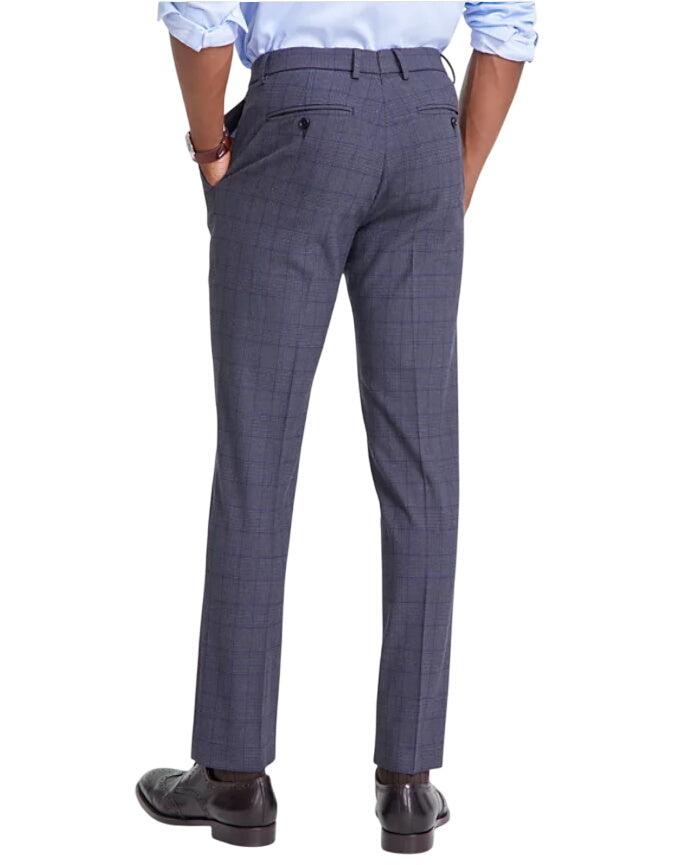 Tommy Hilfiger Mens Modern Fit Dress Pants 30 / 32 Grey Blue Plaid Stretch