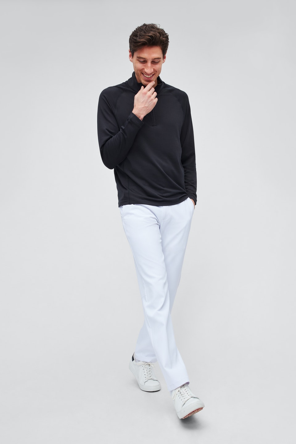Bonobos Mens Slim fit Long Sleeve Half Zip Sweatshirt Large Black Solid