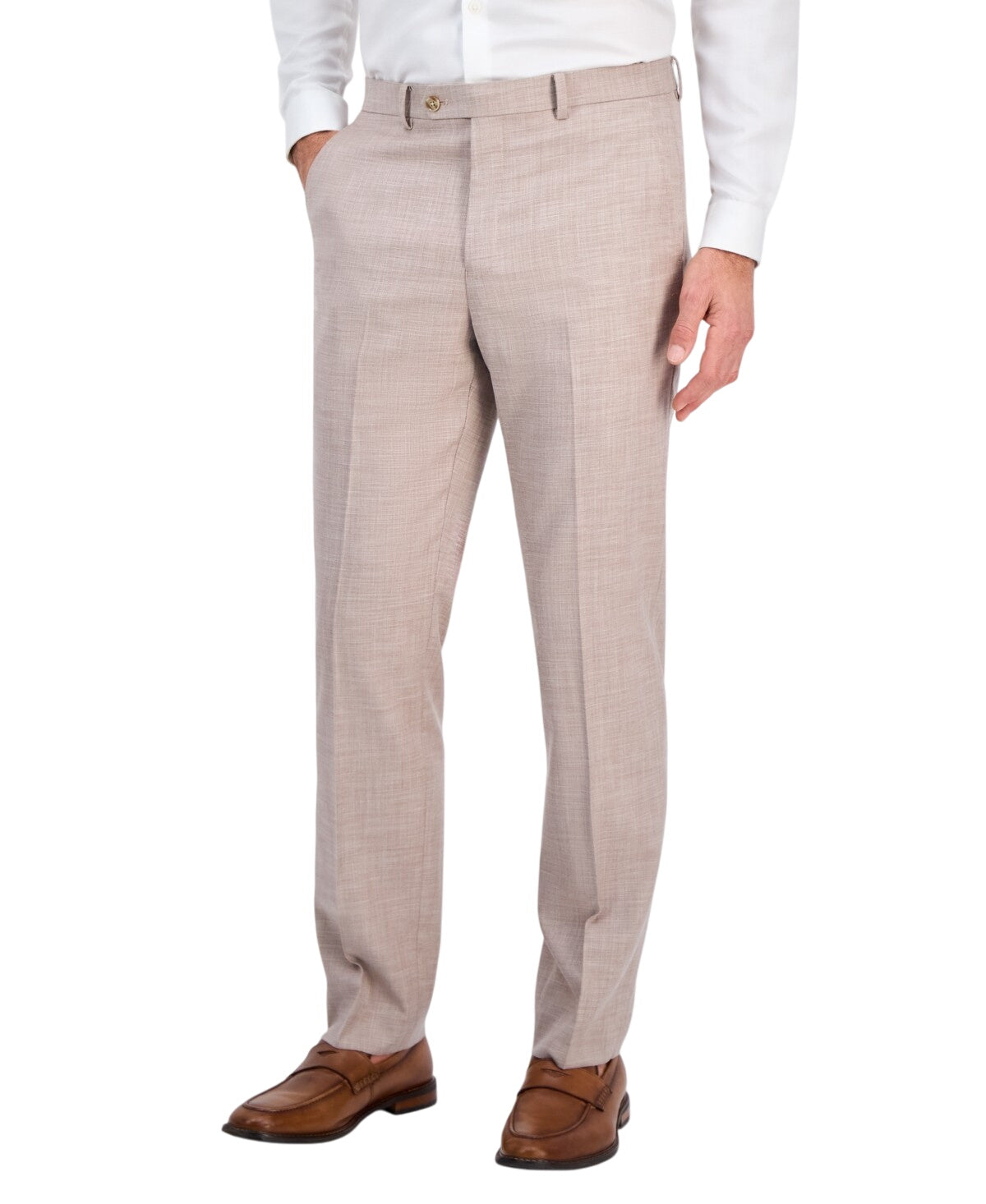 Tallia Mens Classic fit Dress Pants 38 / 30 Beige Solid