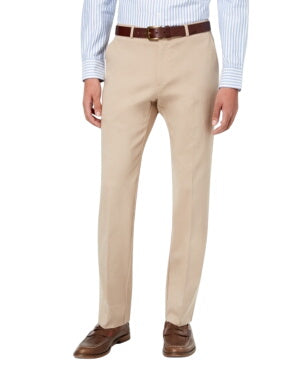 Tommy Hilfiger Mens Modern fit Dress Pants 35 / 30 Beige Solid Stretch