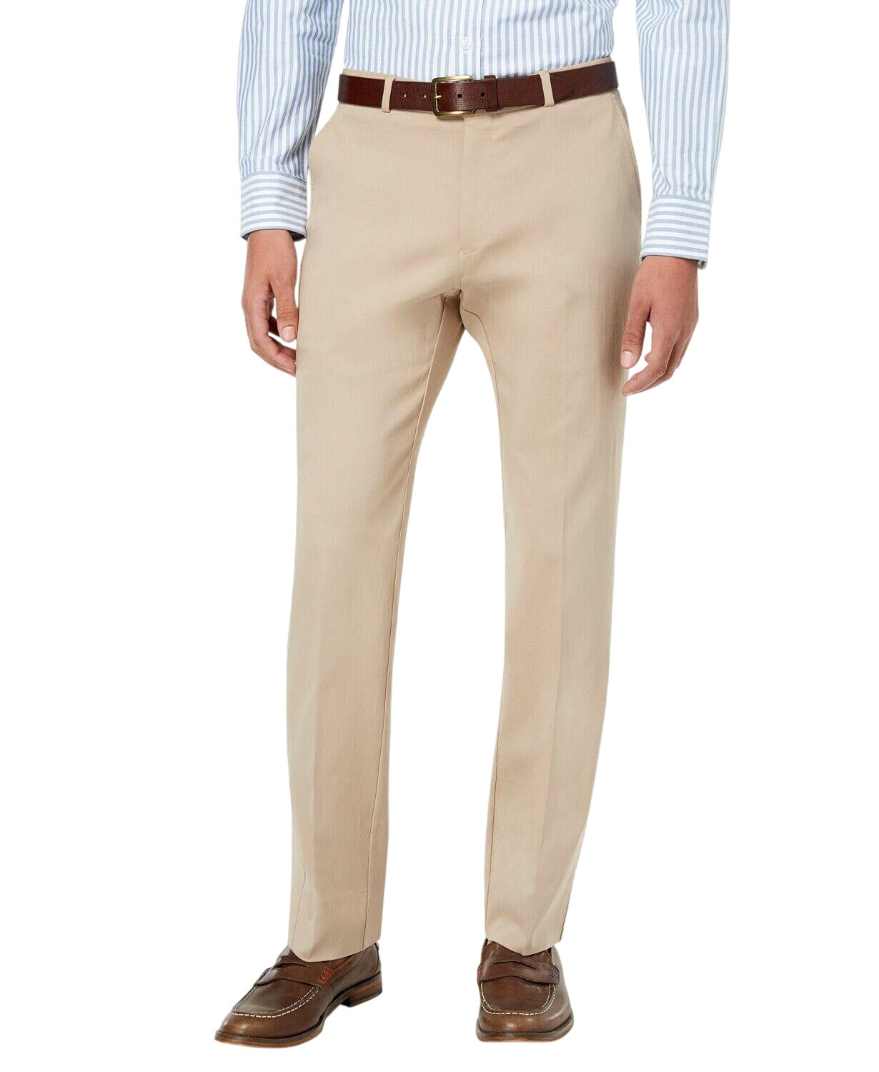 Tommy Hilfiger Mens Modern fit Dress Pants 35 / 30 Beige Solid Stretch