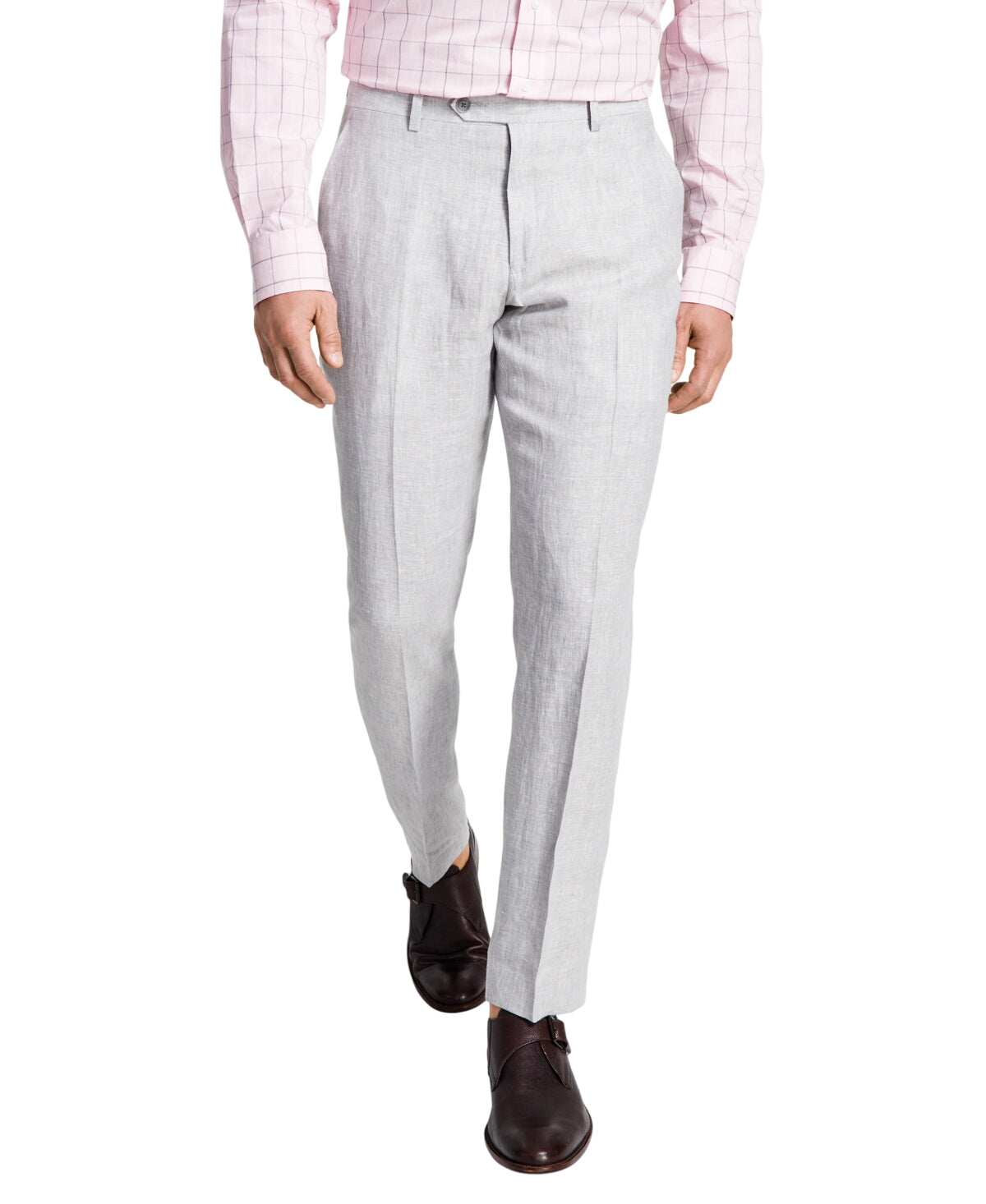 Tommy Hilfiger Mens Modern fit Dress Pants 30 / 32 Light Grey Plaid Linen