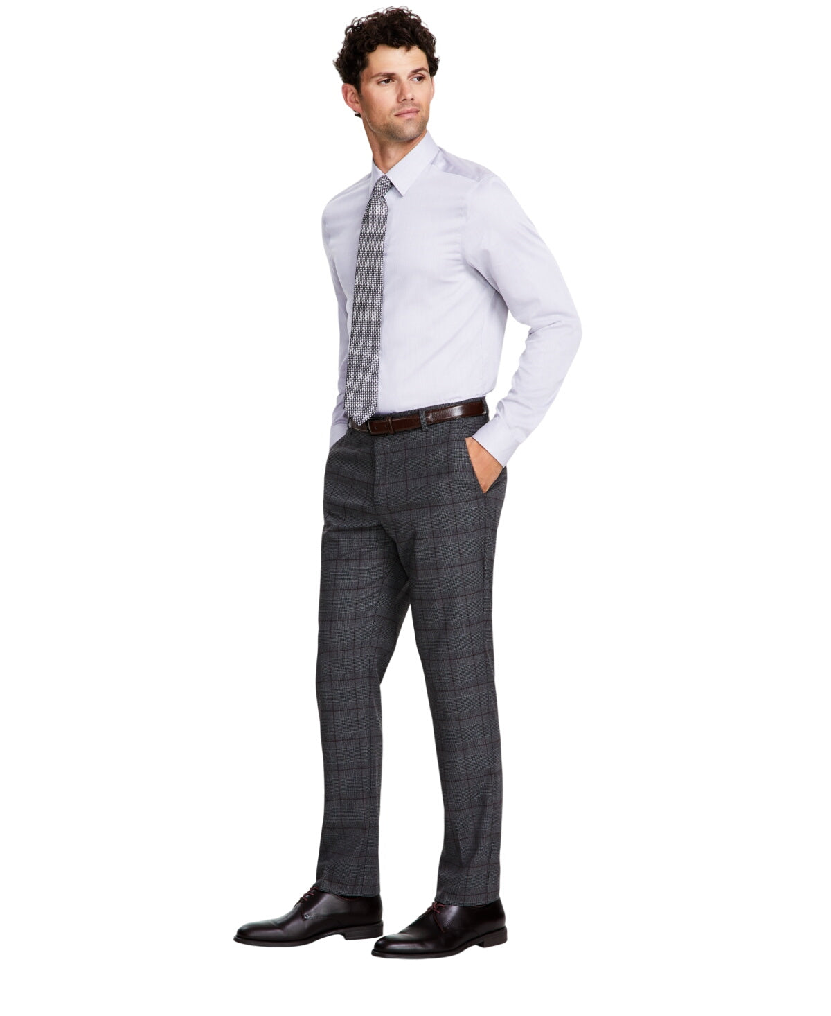 Tommy Hilfiger Mens Modern fit Dress Pants 32 / 32 Dark Grey Plaid Stretch