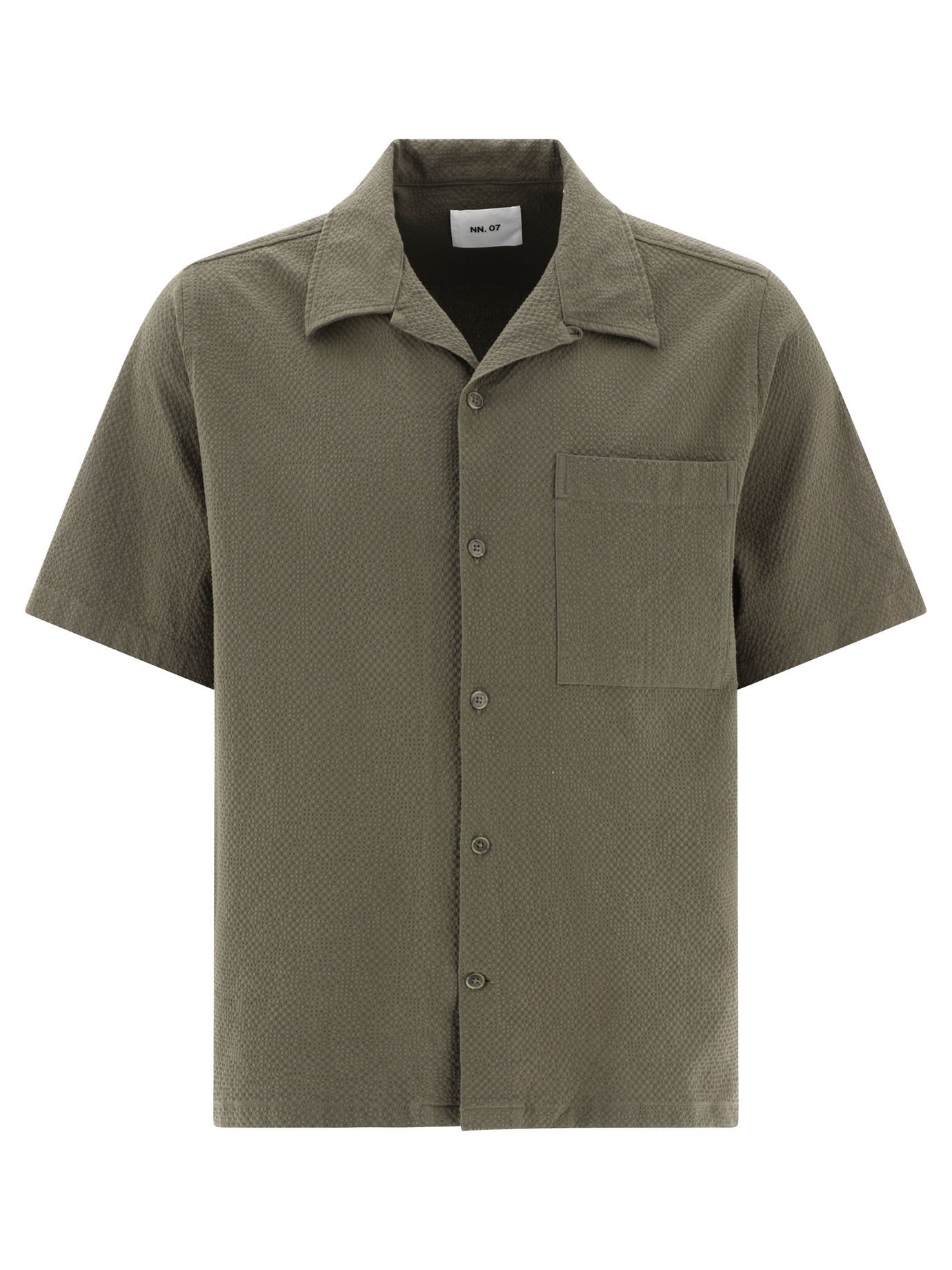 Nn07 Mens Slim fit Short Sleeve Button-Up Shirt Large Green Solid