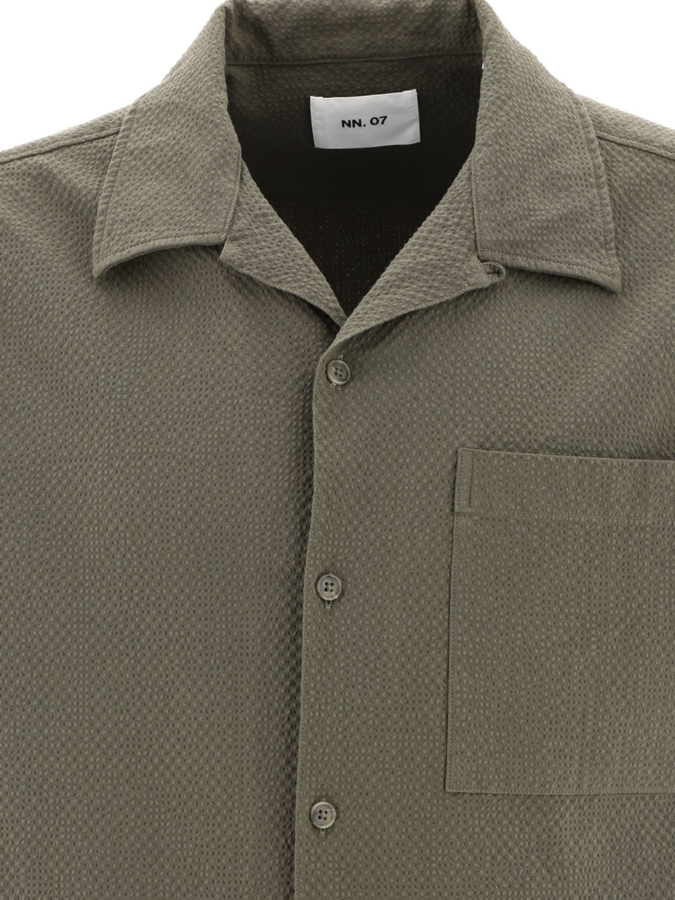 Nn07 Mens Slim fit Short Sleeve Button-Up Shirt Large Green Solid