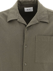 Nn07 Mens Slim fit Short Sleeve Button-Up Shirt Large Green Solid