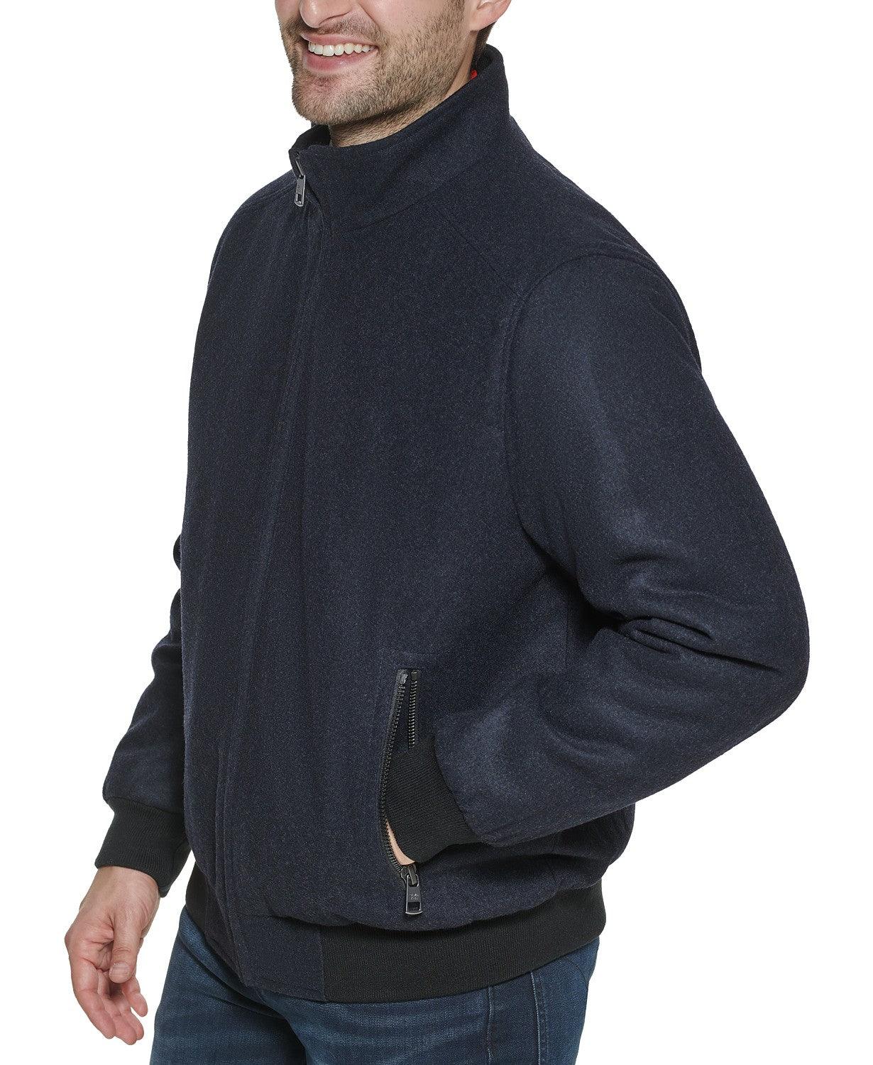 Calvin Klein Men's Big & Tall Bomber Jacket 2XLT Navy Blue Wool