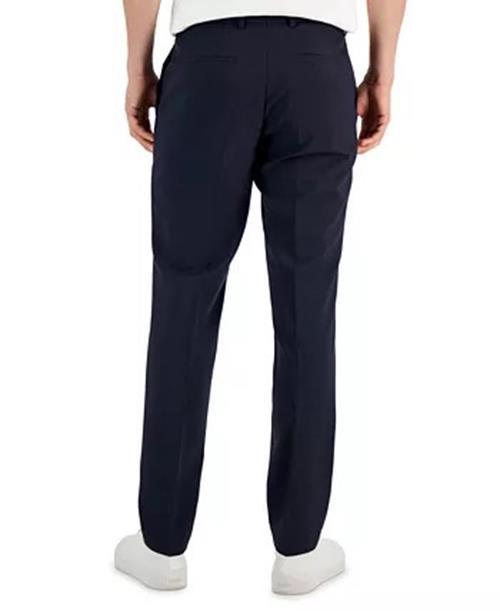 Hugo Boss Men's Slim-Fit Super Flex Stretch Micro-Check Dress Pants 38 x 32 Navy