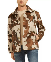 GUESS Men's Camo Printed Jacket Coat Medium Brown