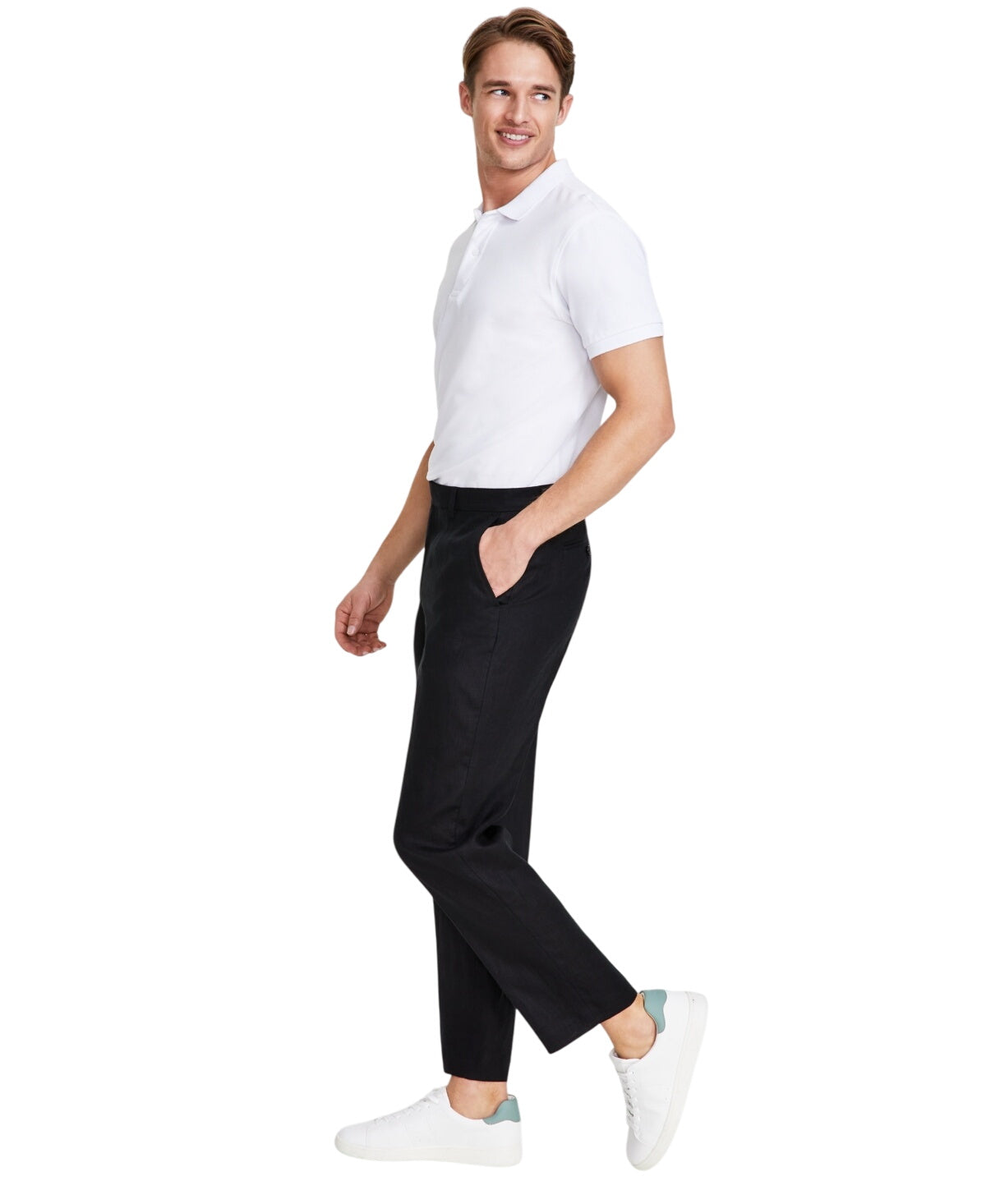 Nautica Mens Modern fit Dress Pants 32 / 30 Black Solid Linen