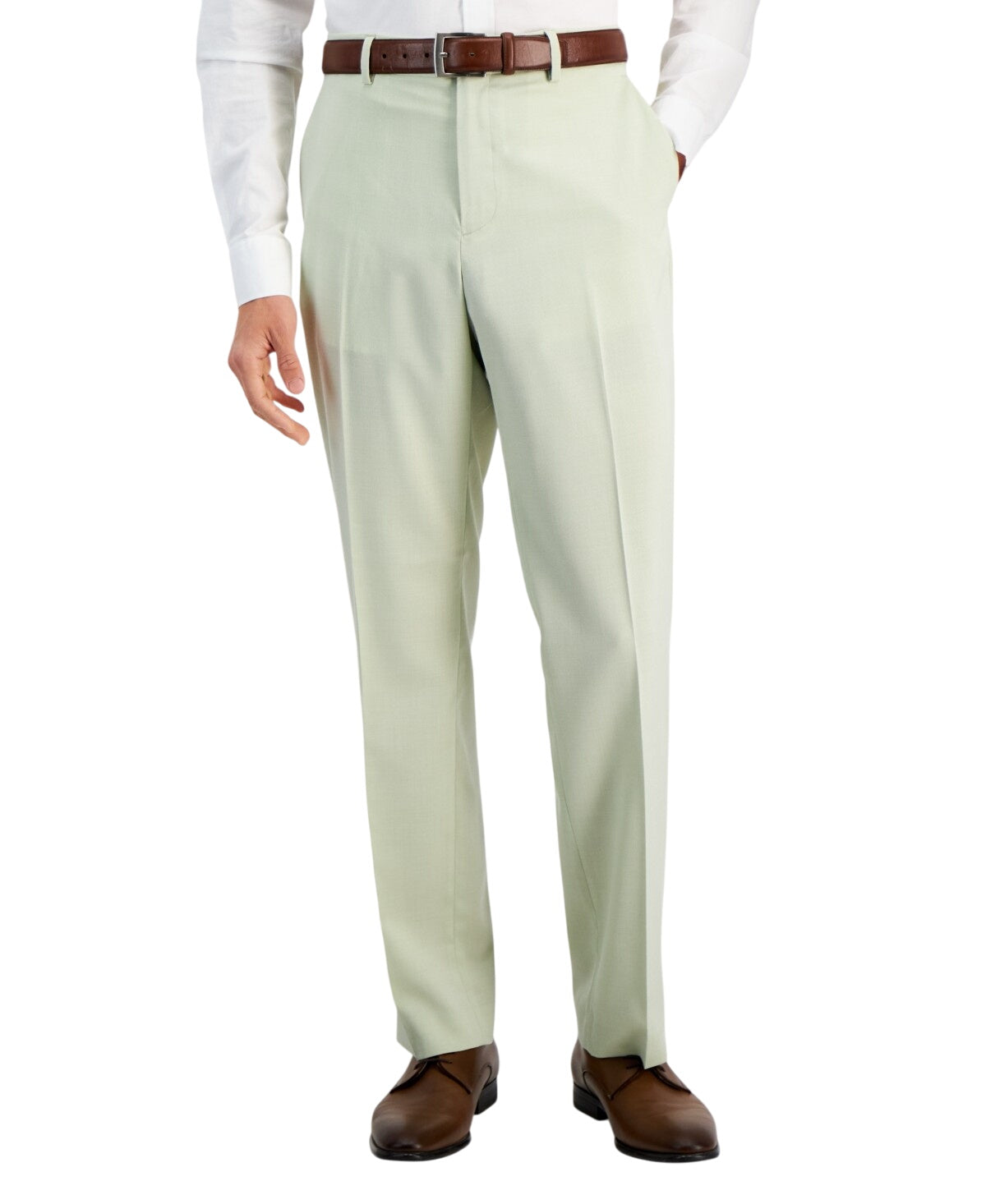 Perry Ellis Mens Modern fit Dress Pants 34 / 32 Beige Solid Stretch