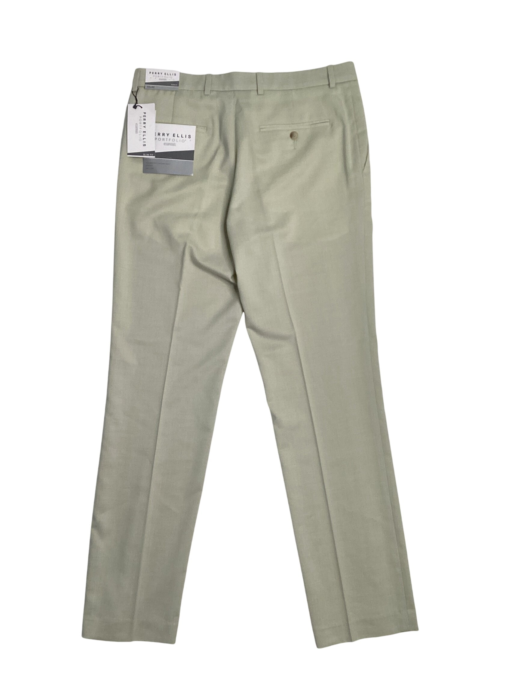 Perry Ellis Mens Modern fit Dress Pants 36 / 34 Beige Solid Stretch