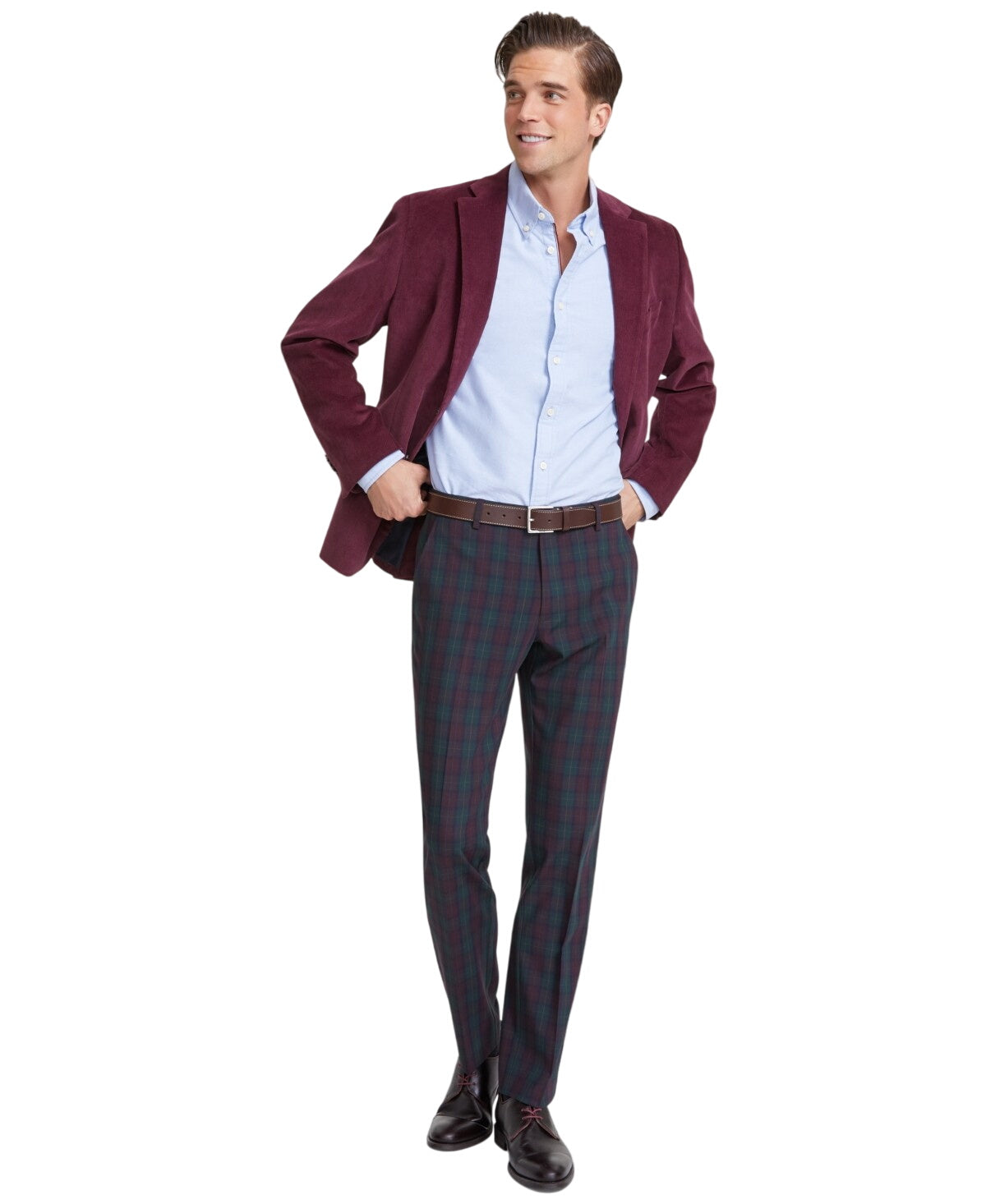 Tommy Hilfiger Mens Modern fit Dress Pants 34 / 34 Dark Green Plaid Stretch