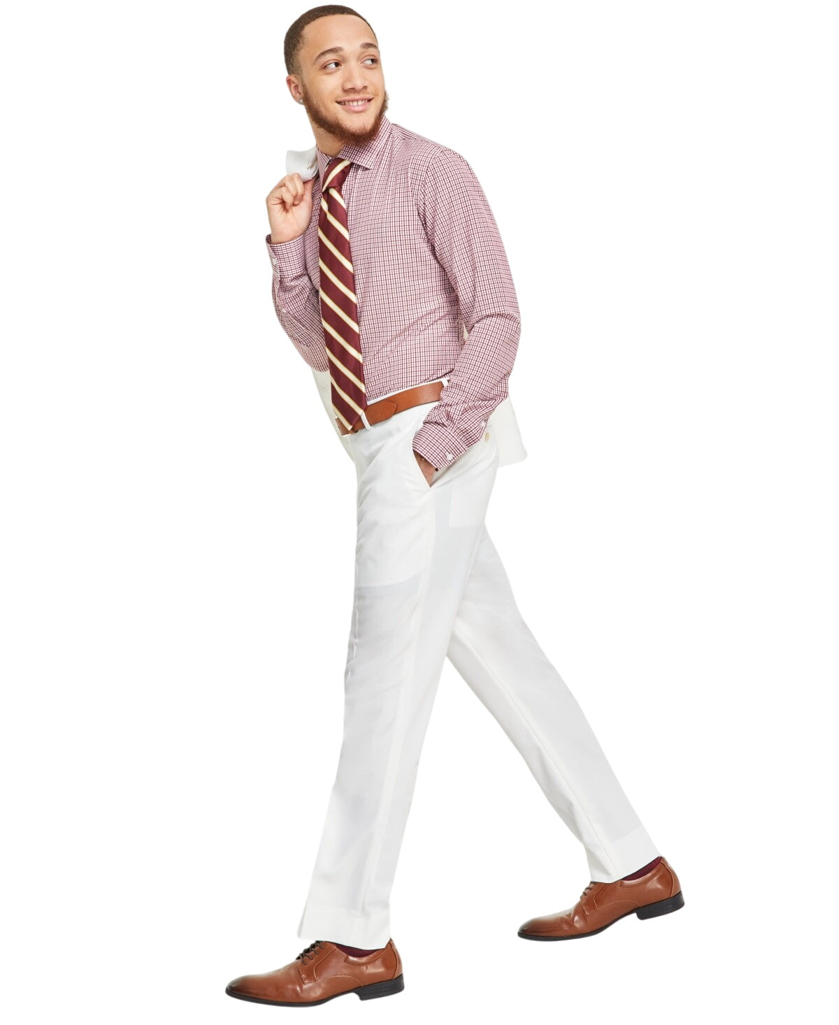 Tayion Mens Classic fit Dress Pants 34 / 32 White Solid