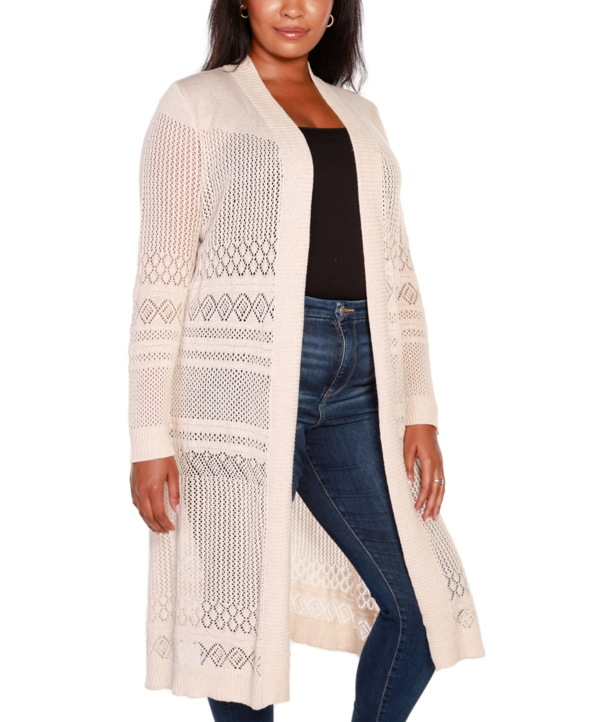 Belldini Womens Regular fit Long Sleeve Cardigan Sweater XS Beige