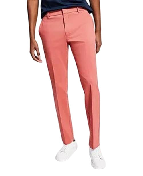 Tommy Hilfiger Mens Modern fit Dress Pants 36 / 32 Red Solid Stretch