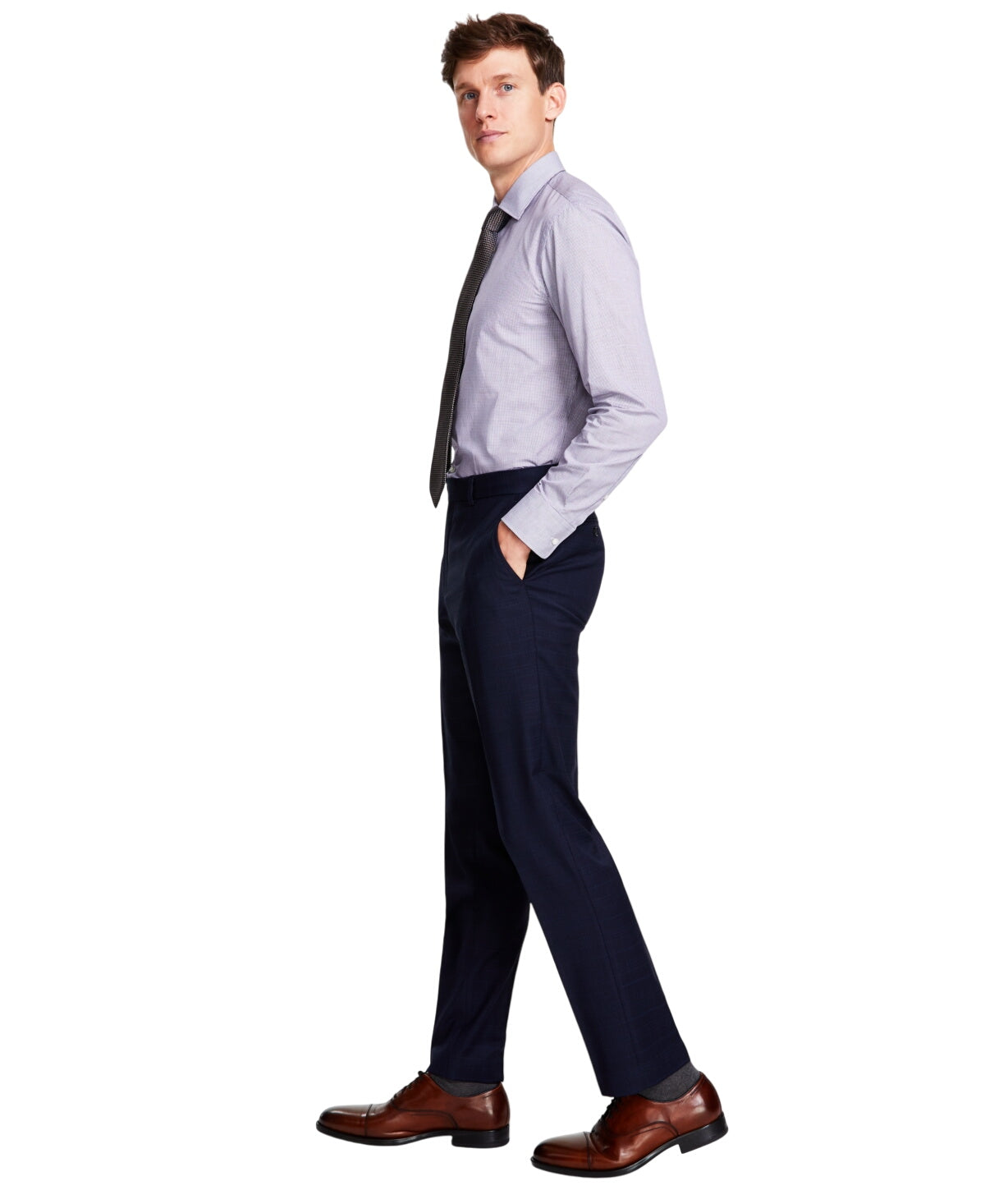 Tommy Hilfiger Mens Modern fit Dress Pants 42 / 34 Navy Blue Plaid Stretch