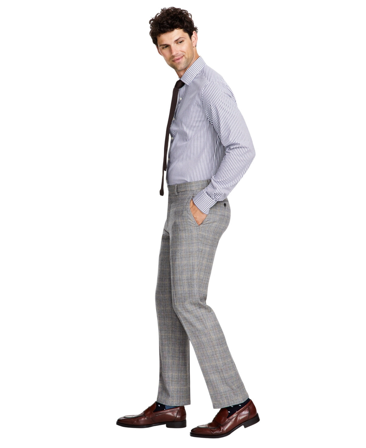 Tommy Hilfiger Mens Modern fit Dress Pants 33 / 30 Light Grey Plaid Stretch