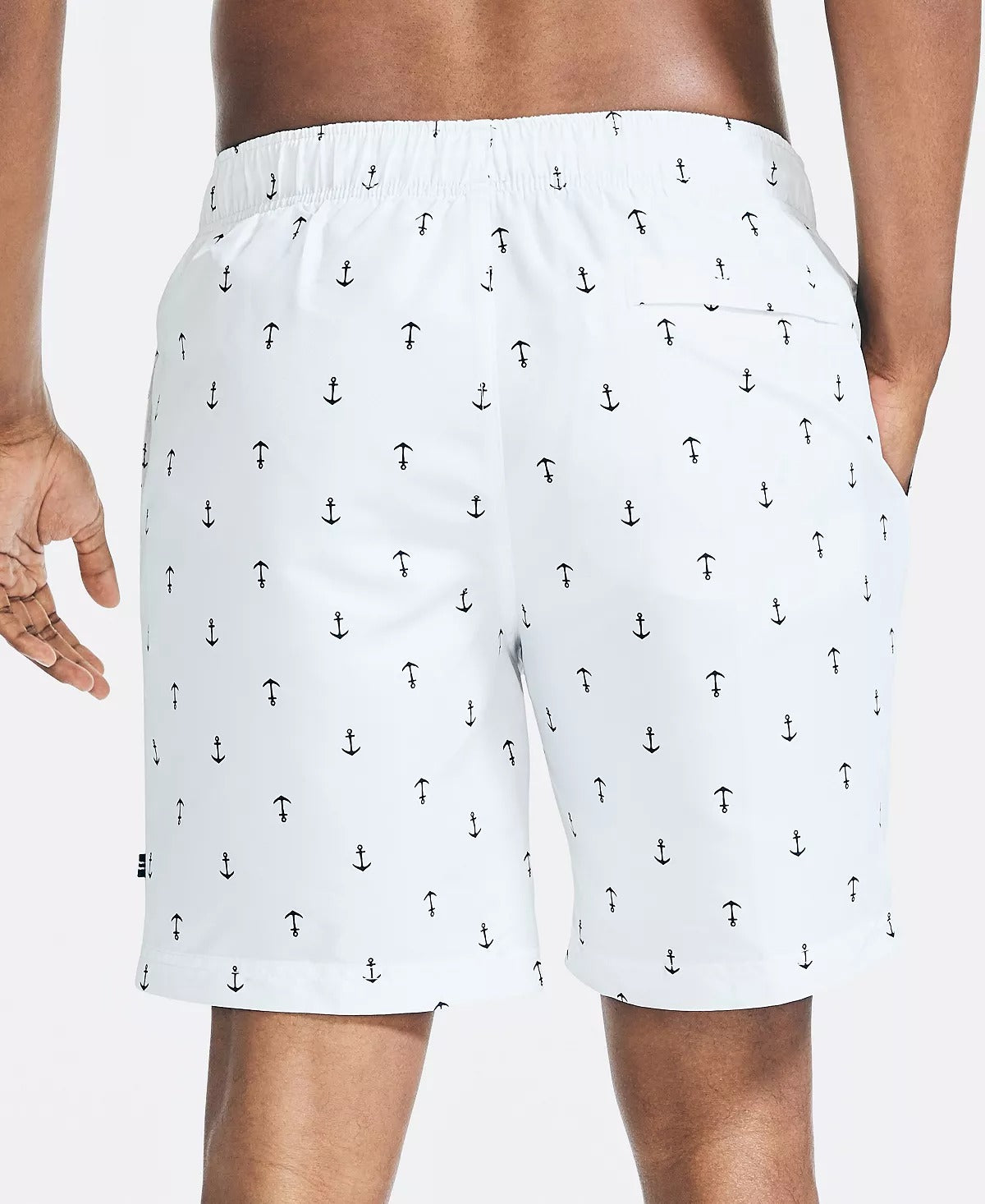 NAUTICA Men's Quick-Dry Anchor-Print 8" Swim Trunks XXL White