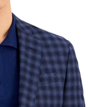 A|X Armani Exchange Men's Slim-Fit Navy Buffalo Plaid Wool Suit Jacket 46R
