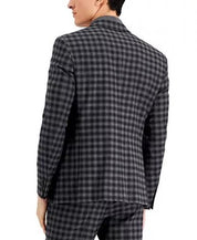 AX Armani Exchange Mens Slim Fit Wool Suit Jacket Gray Buffalo Plaid Dark Grey 40R