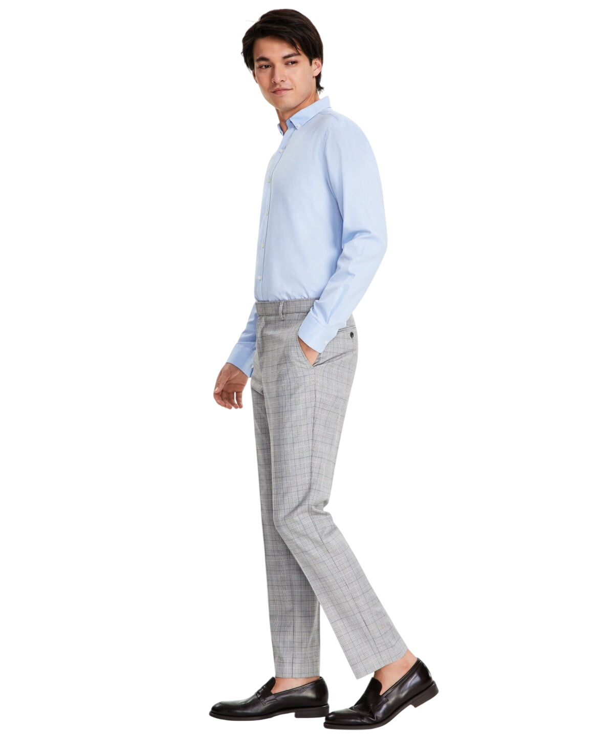 Tommy Hilfiger Mens Modern fit Dress Pants 30 / 32 Black Plaid Stretch