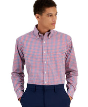 Club Room Mens Regular fit Dress Shirt Large 16 in 34-35 Red Check