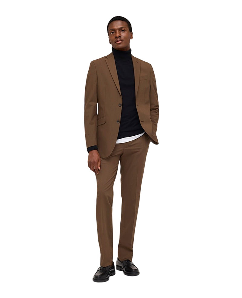 Kenneth Cole Mens Slim fit 2 Piece Suit 37 R / 30 Waist Caramel Brown Stretch