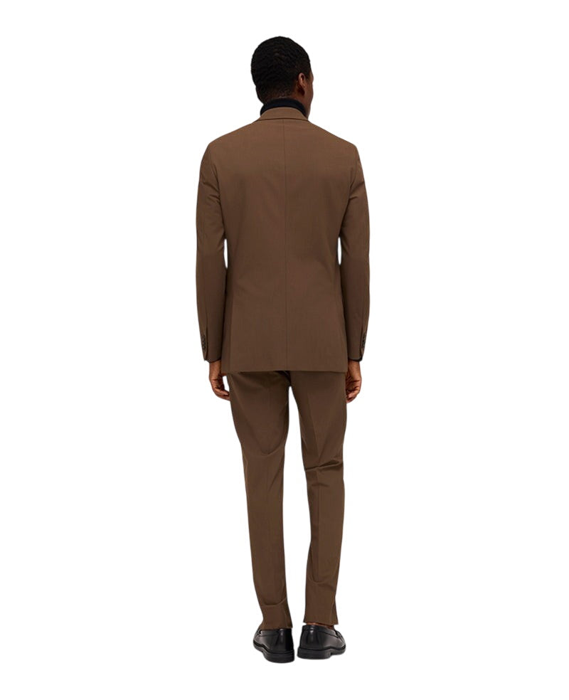 Kenneth Cole Mens Slim Fit 2 Piece Suit 36 R / 29 Waist Brown Solid Stretch
