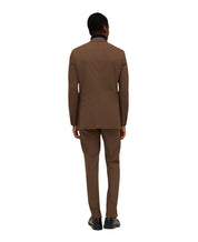 Kenneth Cole Mens Slim fit 2 Piece Suit 40 S / 33 Waist Brown Solid Stretch