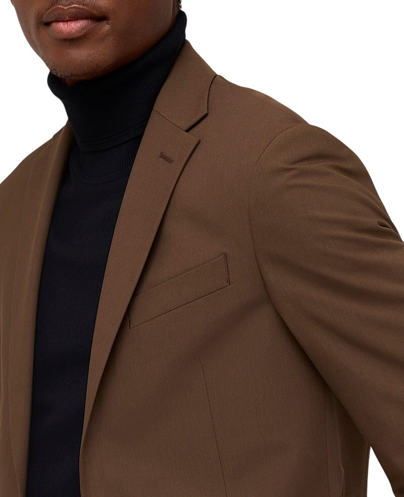 Kenneth Cole Mens Slim fit 2 Piece Suit 40 S / 33 Waist Brown Solid Stretch