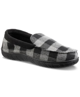 Totes Men's Buffalo Plaid Memory Foam Black Moccasin Slippers Size 8 - 9