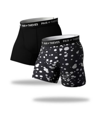 Pair of Thieves Mens Polka Dot 2 Pack Boxer Briefs Black/White Dots XL