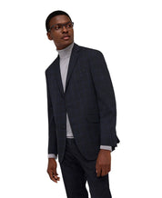 Kenneth Cole Mens Slim Fit Suit Jacket 38 Short Navy Windowpane COKK2FBZ0029