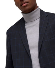 Kenneth Cole Mens Slim Fit Suit Jacket 38 Short Navy Windowpane COKK2FBZ0029
