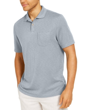 Tasso Elba Men's Short Sleeve Polo Shirt High Rise Grey Medium